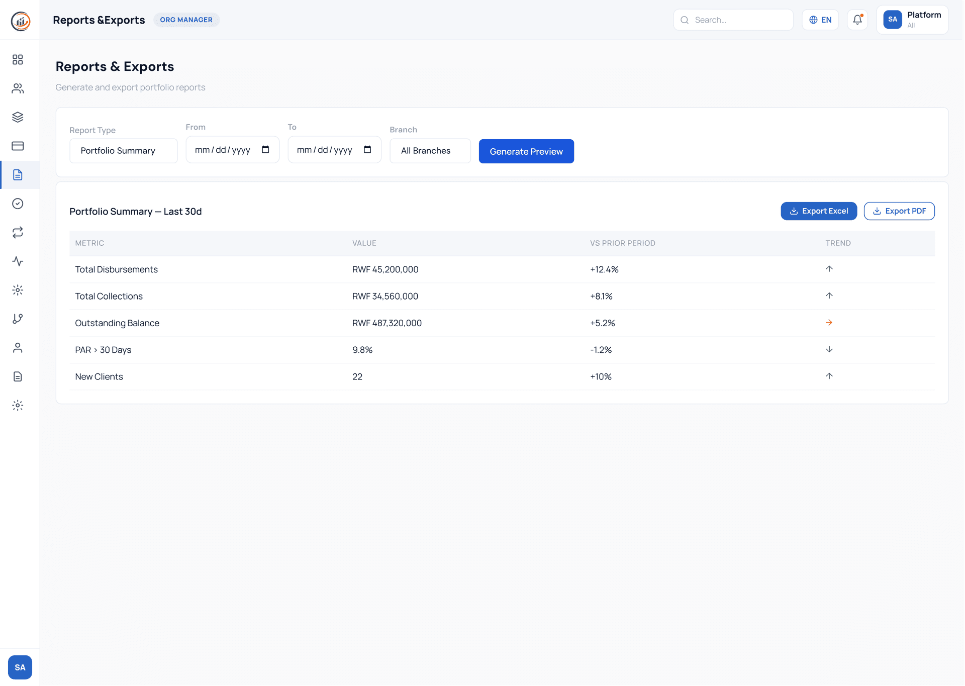 CapitalSuite Reports screen